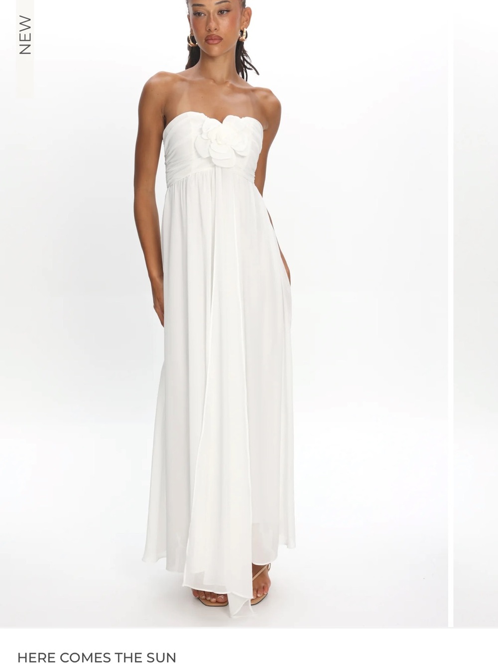 Selfie Leslie Strapless White Maxi Dress with Floral Bust